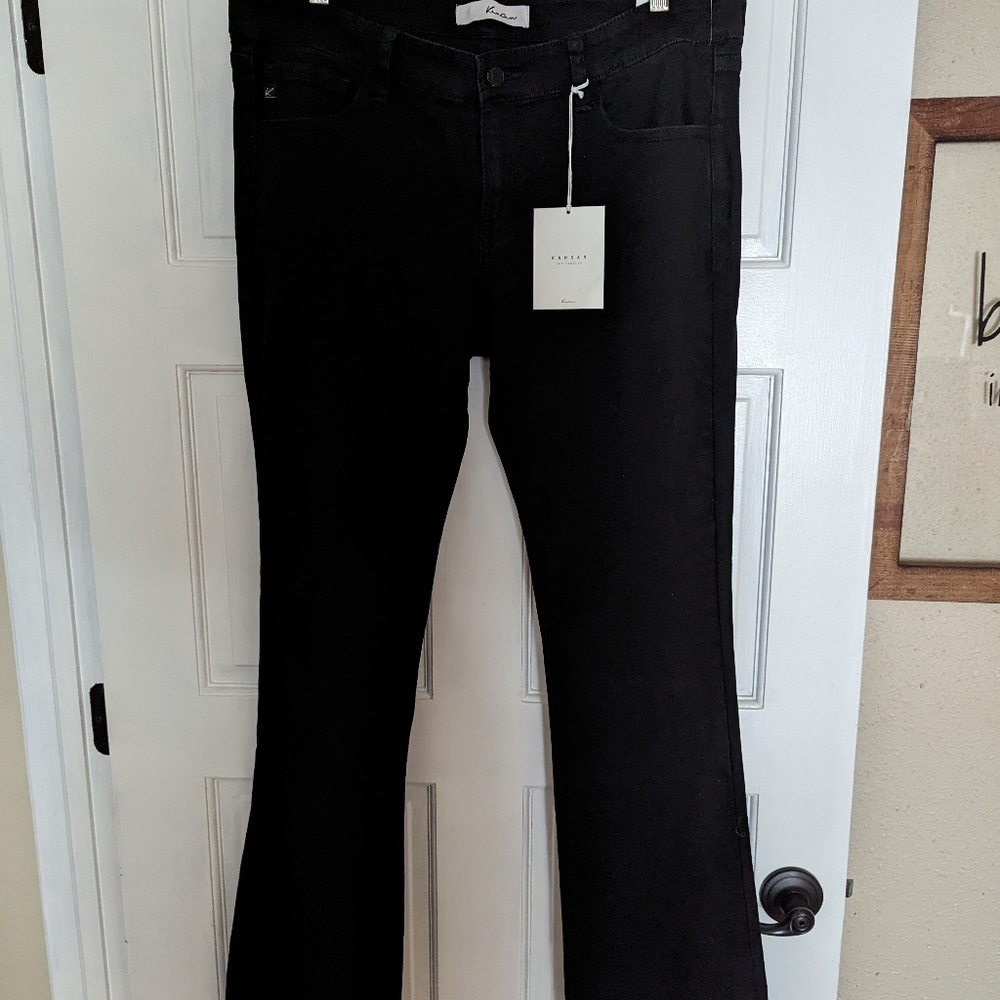 KanCan Campbell NWT black flare raw hem jeans size 30